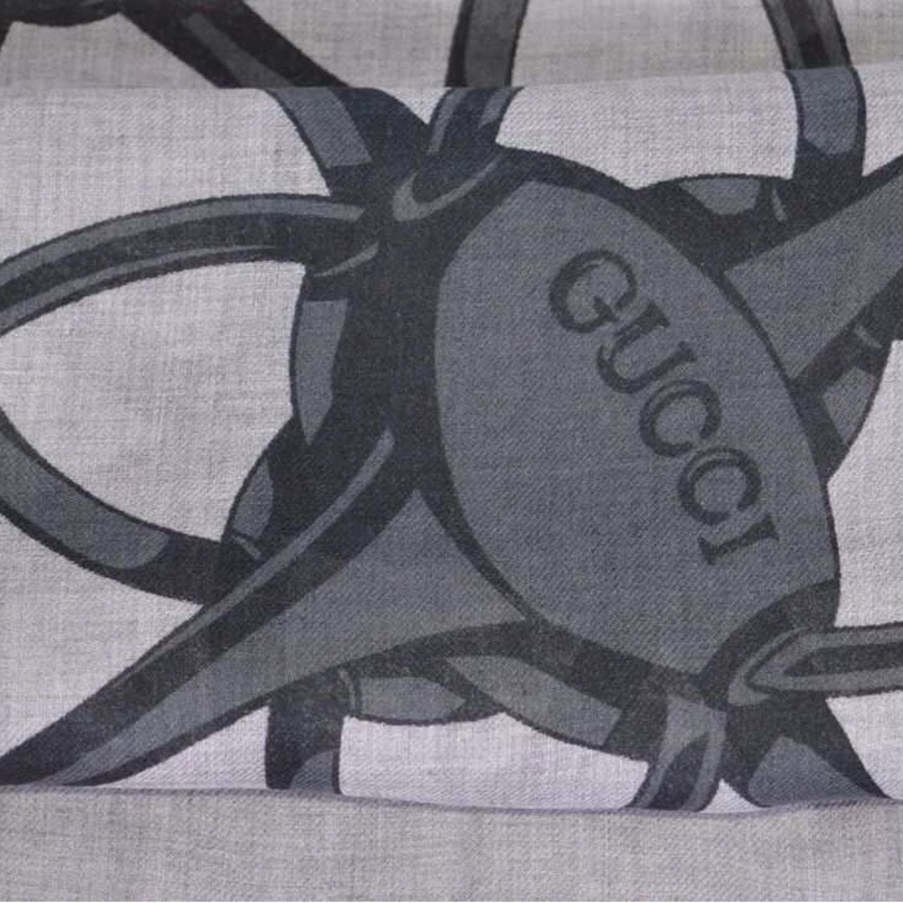 Gucci Gray Frayed Scarf